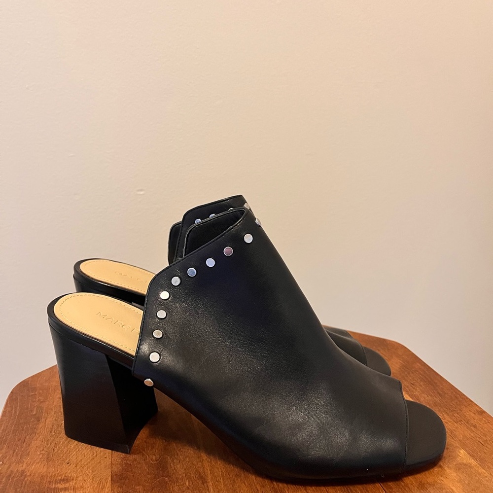 Black Leather Women's Mules